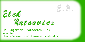 elek matsovics business card